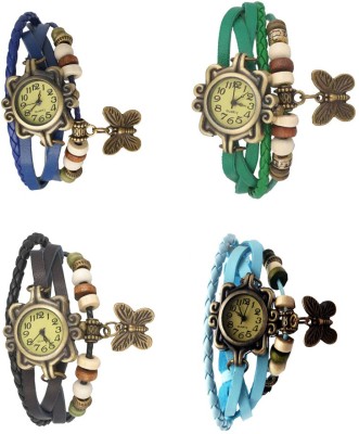 NS18 Vintage Butterfly Rakhi Combo of 4 Blue, Black, Green And Sky Blue Analog Watch  - For Women   Watches  (NS18)
