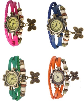 NS18 Vintage Butterfly Rakhi Combo of 4 Pink, Green, Blue And Orange Analog Watch  - For Women   Watches  (NS18)