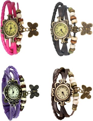 NS18 Vintage Butterfly Rakhi Combo of 4 Pink, Purple, Black And Brown Analog Watch  - For Women   Watches  (NS18)