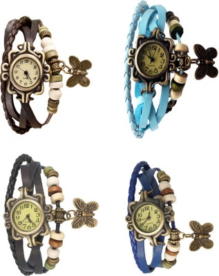 NS18 Vintage Butterfly Rakhi Combo of 4 Brown, Black, Sky Blue And Blue Analog Watch  - For Women   Watches  (NS18)