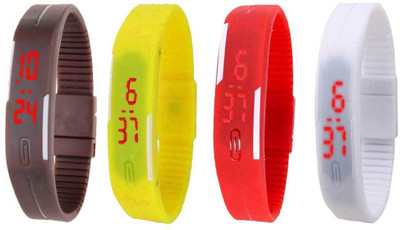 

Kissu Led Magnet Band Combo of 4 Brown, Yellow, Red And White Watch - For Men & Women