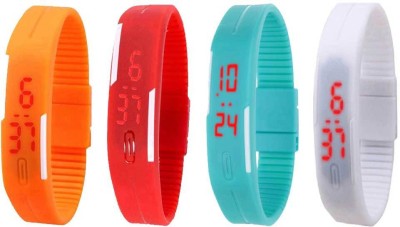NS18 Silicone Led Magnet Band Combo of 4 Orange, Red, Sky Blue And White Digital Watch  - For Boys & Girls   Watches  (NS18)