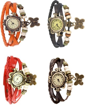 NS18 Vintage Butterfly Rakhi Combo of 4 Orange, Red, Black And Brown Analog Watch  - For Women   Watches  (NS18)