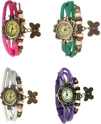 NS18 Vintage Butterfly Rakhi Combo of 4 Pink, White, Green And Purple Analog Watch  - For Women   Watches  (NS18)