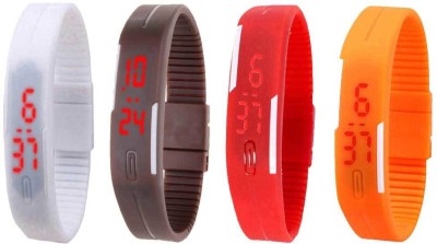 NS18 Silicone Led Magnet Band Combo of 4 White, Brown, Red And Orange Digital Watch  - For Boys & Girls   Watches  (NS18)