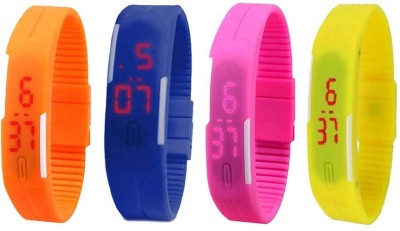 NS18 Silicone Led Magnet Band Combo of 4 Orange, Blue, Pink And Yellow Digital Watch  - For Boys & Girls   Watches  (NS18)