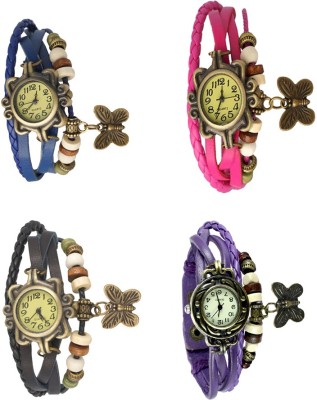 NS18 Vintage Butterfly Rakhi Combo of 4 Blue, Black, Pink And Purple Analog Watch  - For Women   Watches  (NS18)