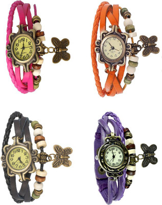 

Kissu Vintage Rakhi Combo of 4 Pink, Black, Orange And Purple Watch - For Women