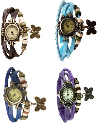 NS18 Vintage Butterfly Rakhi Combo of 4 Brown, Blue, Sky Blue And Purple Analog Watch  - For Women   Watches  (NS18)
