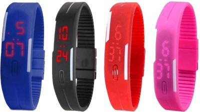 NS18 Silicone Led Magnet Band Watch Combo of 4 Blue, Black, Red And Pink Digital Watch  - For Couple   Watches  (NS18)