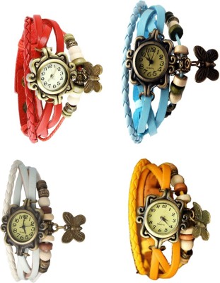 NS18 Vintage Butterfly Rakhi Combo of 4 Red, White, Sky Blue And Yellow Analog Watch  - For Women   Watches  (NS18)