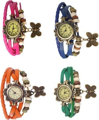 NS18 Vintage Butterfly Rakhi Combo of 4 Pink, Orange, Blue And Green Analog Watch  - For Women   Watches  (NS18)