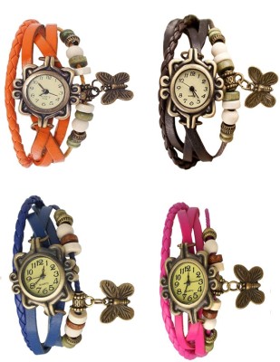 NS18 Vintage Butterfly Rakhi Combo of 4 Orange, Blue, Brown And Pink Analog Watch  - For Women   Watches  (NS18)