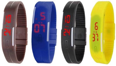 NS18 Silicone Led Magnet Band Combo of 4 Brown, Blue, Black And Yellow Digital Watch  - For Boys & Girls   Watches  (NS18)