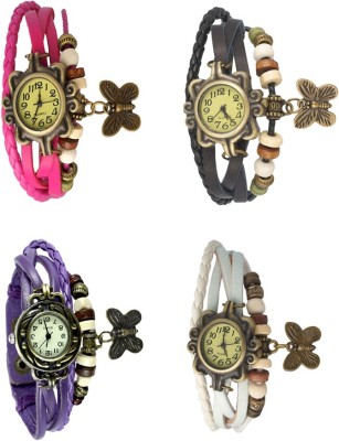 NS18 Vintage Butterfly Rakhi Combo of 4 Pink, Purple, Black And White Analog Watch  - For Women   Watches  (NS18)