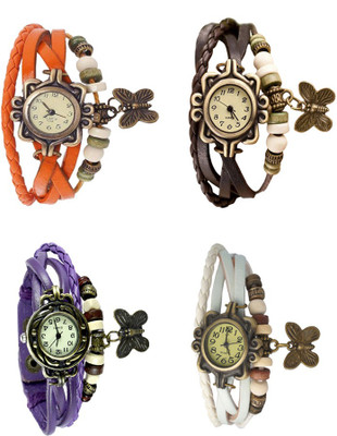 NS18 Vintage Butterfly Rakhi Combo of 4 Orange, Purple, Brown And White Analog Watch  - For Women   Watches  (NS18)