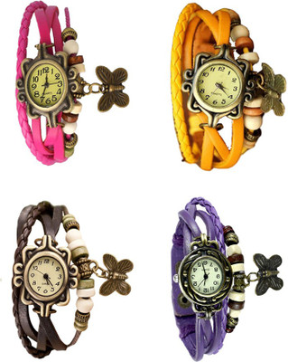 

Kissu Vintage Rakhi Combo of 4 Pink, Brown, Yellow And Purple Watch - For Women