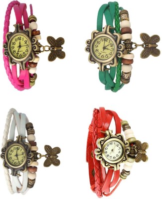 NS18 Vintage Butterfly Rakhi Combo of 4 Pink, White, Green And Red Analog Watch  - For Women   Watches  (NS18)