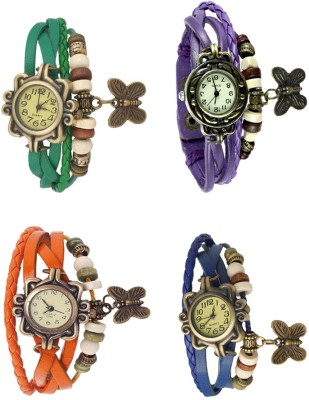 NS18 Vintage Butterfly Rakhi Combo of 4 Green, Orange, Purple And Blue Analog Watch  - For Women   Watches  (NS18)