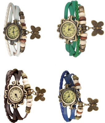 NS18 Vintage Butterfly Rakhi Combo of 4 White, Brown, Green And Blue Analog Watch  - For Women   Watches  (NS18)