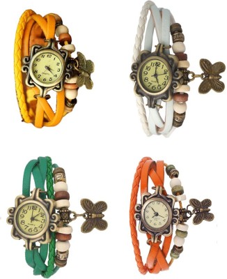 NS18 Vintage Butterfly Rakhi Combo of 4 Yellow, Green, White And Orange Analog Watch  - For Women   Watches  (NS18)