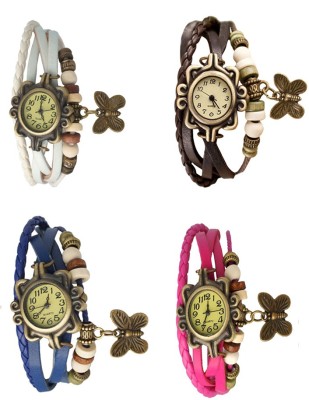 NS18 Vintage Butterfly Rakhi Combo of 4 White, Blue, Brown And Pink Analog Watch  - For Women   Watches  (NS18)