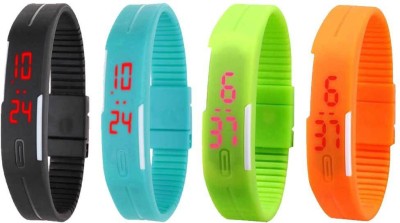 NS18 Silicone Led Magnet Band Combo of 4 Black, Sky Blue, Green And Orange Digital Watch  - For Boys & Girls   Watches  (NS18)