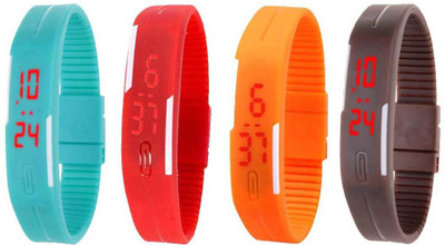 

Kissu Led Magnet Band Combo of 4 Sky Blue, Red, Orange And Brown Watch - For Men & Women