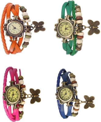 NS18 Vintage Butterfly Rakhi Combo of 4 Orange, Pink, Green And Blue Analog Watch  - For Women   Watches  (NS18)