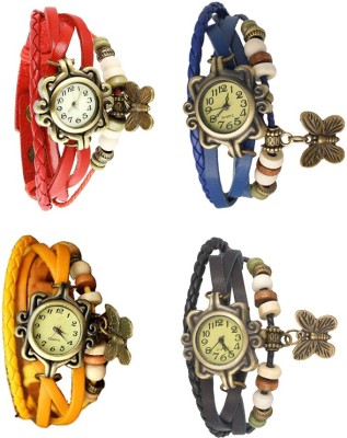 NS18 Vintage Butterfly Rakhi Combo of 4 Red, Yellow, Blue And Black Analog Watch  - For Women   Watches  (NS18)