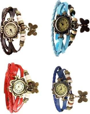 NS18 Vintage Butterfly Rakhi Combo of 4 Brown, Red, Sky Blue And Blue Analog Watch  - For Women   Watches  (NS18)