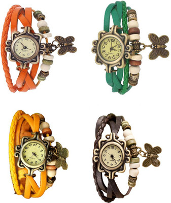 

NS18 Vintage Butterfly Rakhi Combo of 4 Orange, Yellow, Green And Brown Watch - For Women