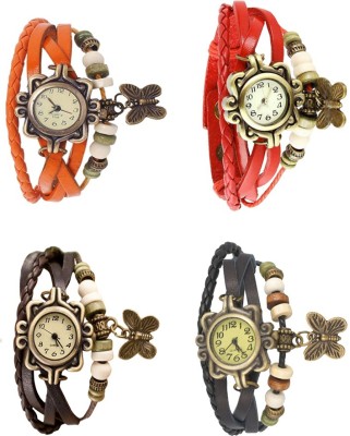 NS18 Vintage Butterfly Rakhi Combo of 4 Orange, Brown, Red And Black Analog Watch  - For Women   Watches  (NS18)