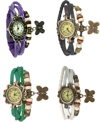 NS18 Vintage Butterfly Rakhi Combo of 4 Purple, Green, Black And White Analog Watch  - For Women   Watches  (NS18)