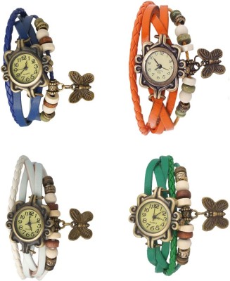 NS18 Vintage Butterfly Rakhi Combo of 4 Blue, White, Orange And Green Analog Watch  - For Women   Watches  (NS18)
