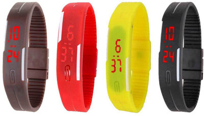 

Kissu Led Magnet Band Combo of 4 Brown, Red, Yellow And Black Watch - For Men & Women