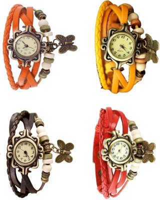 NS18 Vintage Butterfly Rakhi Combo of 4 Orange, Brown, Yellow And Red Analog Watch  - For Women   Watches  (NS18)