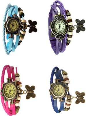 

NS18 Vintage Butterfly Rakhi Combo of 4 Sky Blue, Pink, Purple And Blue Watch - For Women