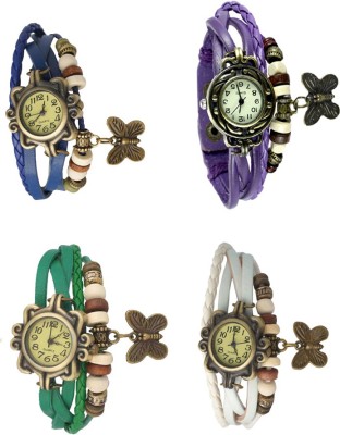 NS18 Vintage Butterfly Rakhi Combo of 4 Blue, Green, Purple And White Analog Watch  - For Women   Watches  (NS18)
