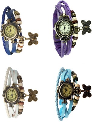 NS18 Vintage Butterfly Rakhi Combo of 4 Blue, White, Purple And Sky Blue Analog Watch  - For Women   Watches  (NS18)