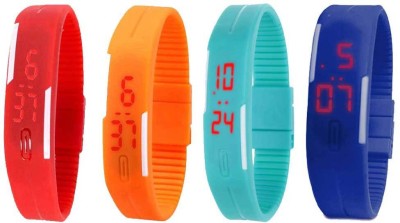 NS18 Silicone Led Magnet Band Combo of 4 Red, Orange, Sky Blue And Blue Digital Watch  - For Boys & Girls   Watches  (NS18)