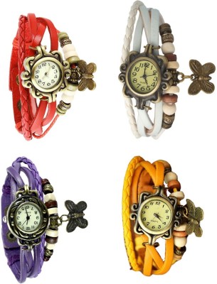 NS18 Vintage Butterfly Rakhi Combo of 4 Red, Purple, White And Yellow Analog Watch  - For Women   Watches  (NS18)
