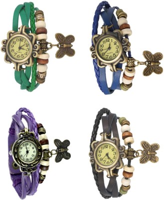 NS18 Vintage Butterfly Rakhi Combo of 4 Green, Purple, Blue And Black Analog Watch  - For Women   Watches  (NS18)