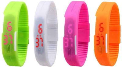 NS18 Silicone Led Magnet Band Combo of 4 Green, White, Pink And Orange Digital Watch  - For Boys & Girls   Watches  (NS18)
