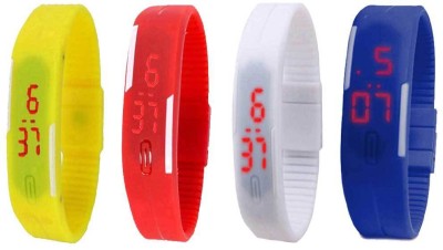 NS18 Silicone Led Magnet Band Combo of 4 Yellow, Red, White And Blue Digital Watch  - For Boys & Girls   Watches  (NS18)