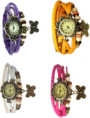 

Kissu Vintage Rakhi Combo of 4 Purple, White, Yellow And Pink Watch - For Women