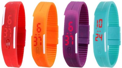 NS18 Silicone Led Magnet Band Watch Combo of 4 Red, Orange, Purple And Sky Blue Digital Watch  - For Couple   Watches  (NS18)