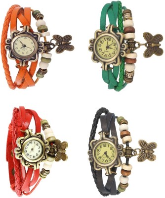NS18 Vintage Butterfly Rakhi Combo of 4 Orange, Red, Green And Black Analog Watch  - For Women   Watches  (NS18)