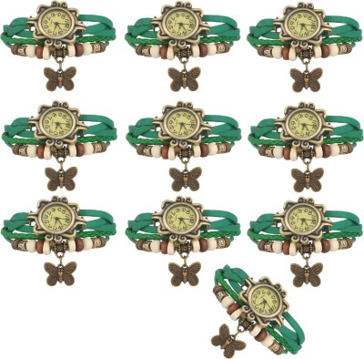 NS18 Vintage Butterfly Rakhi Combo of 10 Green Analog Watch  - For Women   Watches  (NS18)