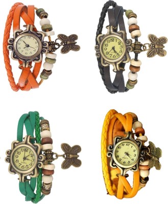 NS18 Vintage Butterfly Rakhi Combo of 4 Orange, Green, Black And Yellow Analog Watch  - For Women   Watches  (NS18)